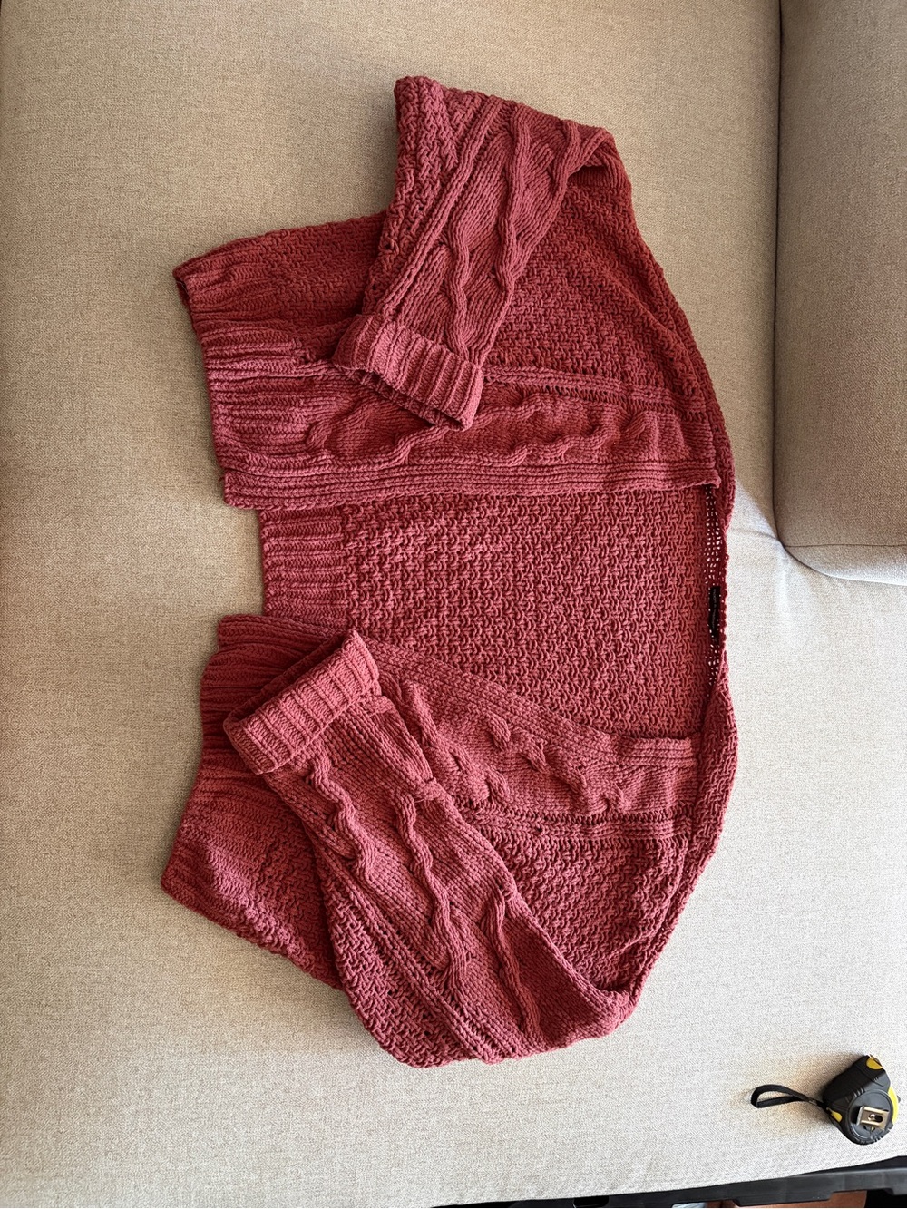 moon & madison Cable Knit Open-Front Cardigan - Rose